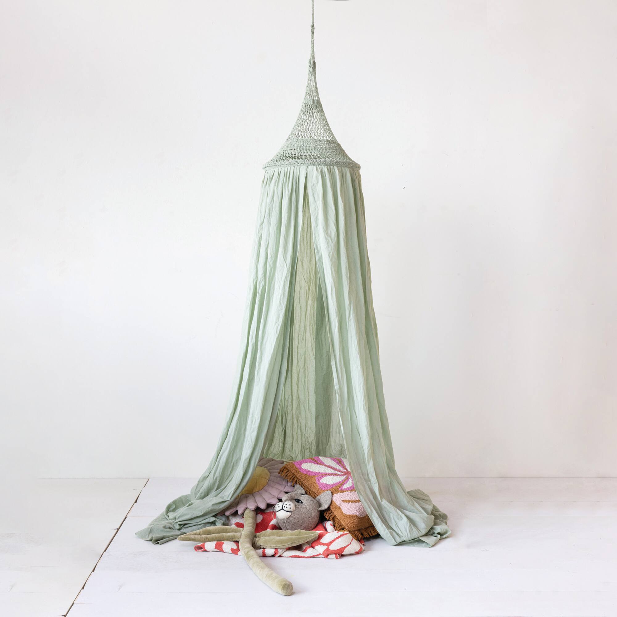 Hello Honey® Mint Hand-Woven Cotton Crocheted Canopy